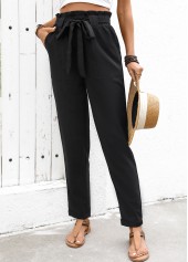 Soft Black Straight Leg Elastic Waist High Waisted Pants