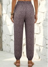 Leopard Gray Brown Jogger Elastic Waist High Waisted Pants
