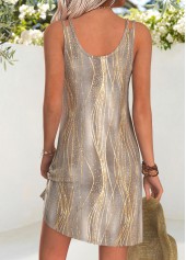 Ombre Tummy Coverage Champagne Short Strappy Round Neck Dress