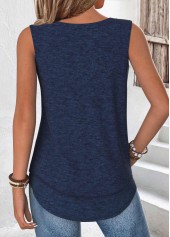Tummy Coverage Navy Sleeveless Round Neck Tank Top