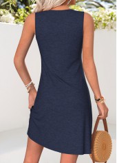 Tummy Coverage Navy Short Sleeveless V Neck Dress