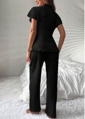 Black Short Sleeve Lounge Top and Pants