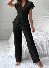 Black Short Sleeve Lounge Top and Pants