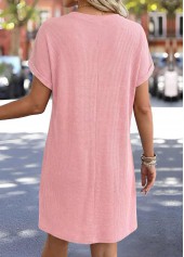 Tummy Coverage Pink A Line Short Sleeve Dress