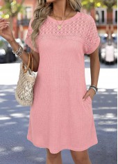 Tummy Coverage Pink A Line Short Sleeve Dress