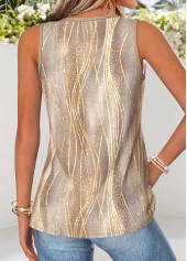 Tropical Plants Print Tummy Coverage Light Green Tank Top