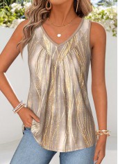 Tropical Plants Print Tummy Coverage Light Green Tank Top