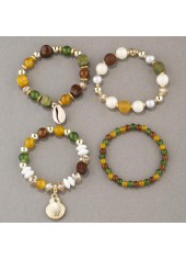 Multi Color Shell Glass Bracelet Set