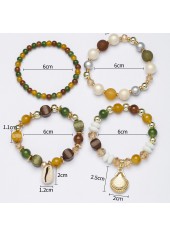 Multi Color Shell Glass Bracelet Set