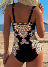 Tribal Print Tummy Control Multi Color One Piece Swimwear