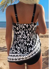 Tribal Print Black Tankini Set