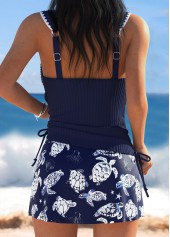 Mid Waisted Marine Life Print Tummy Coverage Tankini Set