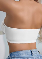 White Color Stretch Detail Bandeau Bra