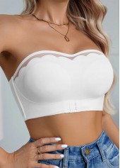 White Color Stretch Detail Bandeau Bra