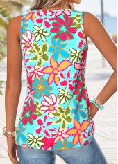 Floral Print Patchwork Multi Color Sleeveless Tank Top