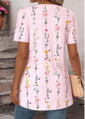 Ditsy Floral Print Light Pink Fake Two Piece Twinset