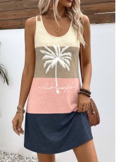 Geometric Print Tummy Coverage Multi Color Short Strappy Dress