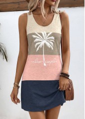 Geometric Print Tummy Coverage Multi Color Short Strappy Dress