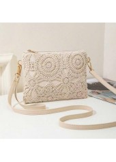 Beige Color Zip Detail Crossbody Bag