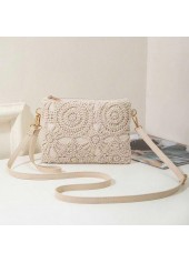 Beige Color Zip Detail Crossbody Bag