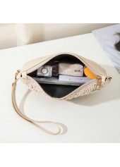 Beige Color Zip Detail Crossbody Bag