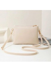 Beige Color Zip Detail Crossbody Bag