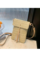 Light Camel Tassel Magnetic Crossbody Bag