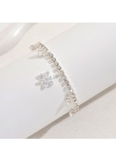 Silver Color Copper Detail Rhinestone Anklet