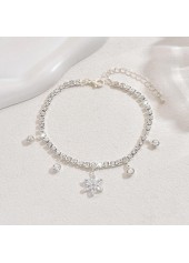 Silver Color Copper Detail Rhinestone Anklet