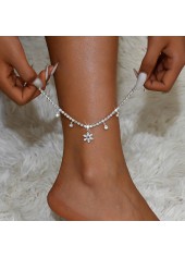 Silver Color Copper Detail Rhinestone Anklet