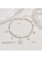 Silver Color Copper Detail Rhinestone Anklet