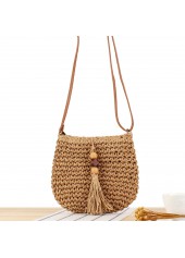 Dark Camel Tassel Zip Crossbody Bag