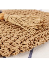 Dark Camel Tassel Zip Crossbody Bag