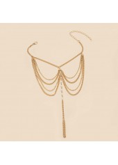 Golden Color Pearl Alloy Multi-layered Anklet