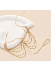 Golden Color Pearl Alloy Multi-layered Anklet