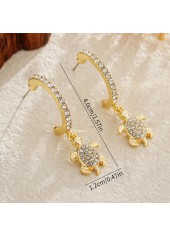 Rhinestone Detail Golden Turtle Alloy Earrings
