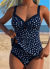 Mid Waisted Polka Dot Tummy Coverage White Tankini Set