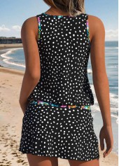 Mid Waisted Polka Dot Two-piece Black Tankini Set