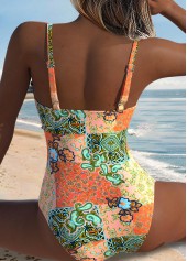 Tribal Print Bowknot Coral One Piece Swimwear