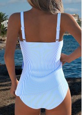 Mid Waisted Striped Two-piece Blue Tankini Set