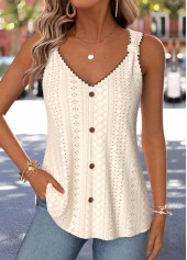 Tie Beige Sleeveless V Neck Tank Top