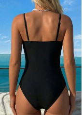 Patchwork Black Bandeau One Piece Swimwear