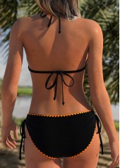 Mid Waisted Floral Print Adjustable Tie Orange Bikini Set