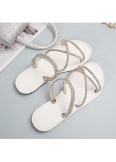 Silvery White Round Toe Falt Sandals