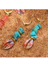 Mint Green Shell Alloy Detail Earrings