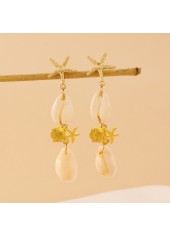 Golden Color Shell Alloy Detail Earrings
