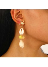 Golden Color Shell Alloy Detail Earrings
