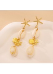 Golden Color Shell Alloy Detail Earrings