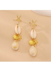 Golden Color Shell Alloy Detail Earrings