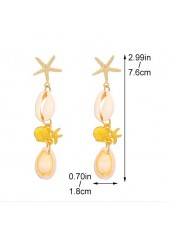 Golden Color Shell Alloy Detail Earrings